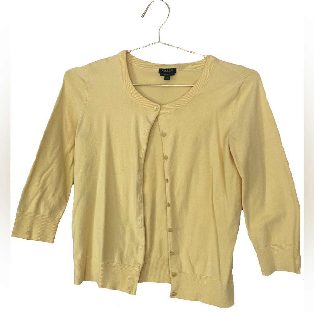 Talbots Pima Cotton Butter Yellow Cardigan